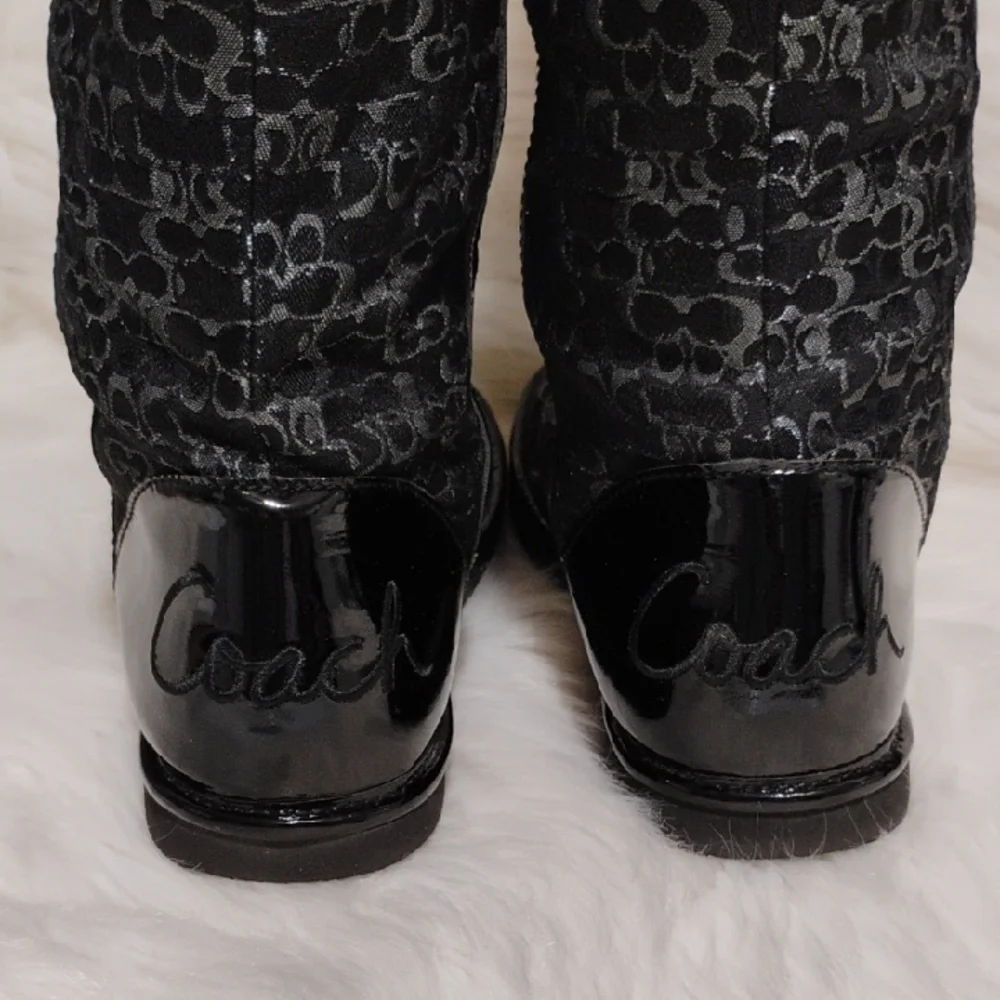 (X2) SALE! Coach Nikole Stylish CC Monogram Black Patterned Women's Boots Sz.7